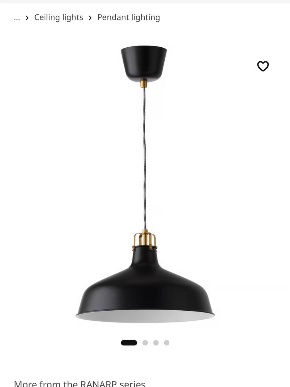 IKEA Black and Gold Pendant Ceiling Lamp